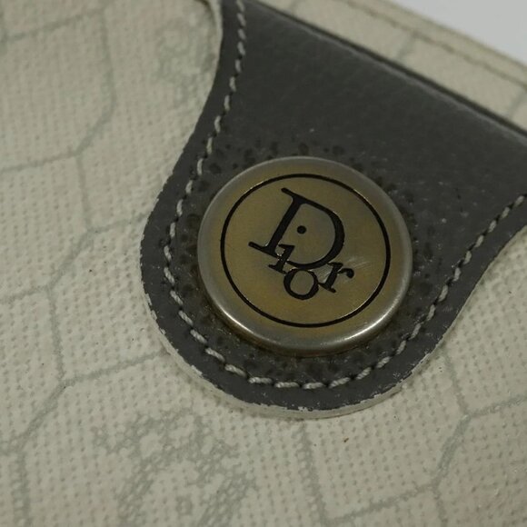 Christian Dior Honeycomb Canvas Shoulder Bag PVC White Gold Auth 141006 - Picture 12 of 16